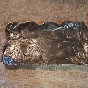 Fitz and Floyd Silver Floral Rabbit Tray